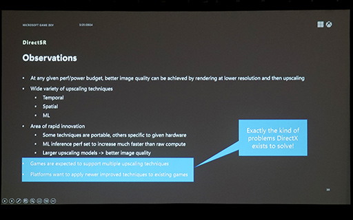  No.007Υͥ / GDC 2024DLSSFSRXeSSʤΩĶѤ򥲡೫ȯԤ䤹Microsoftο͡DirectSRפȤϡ